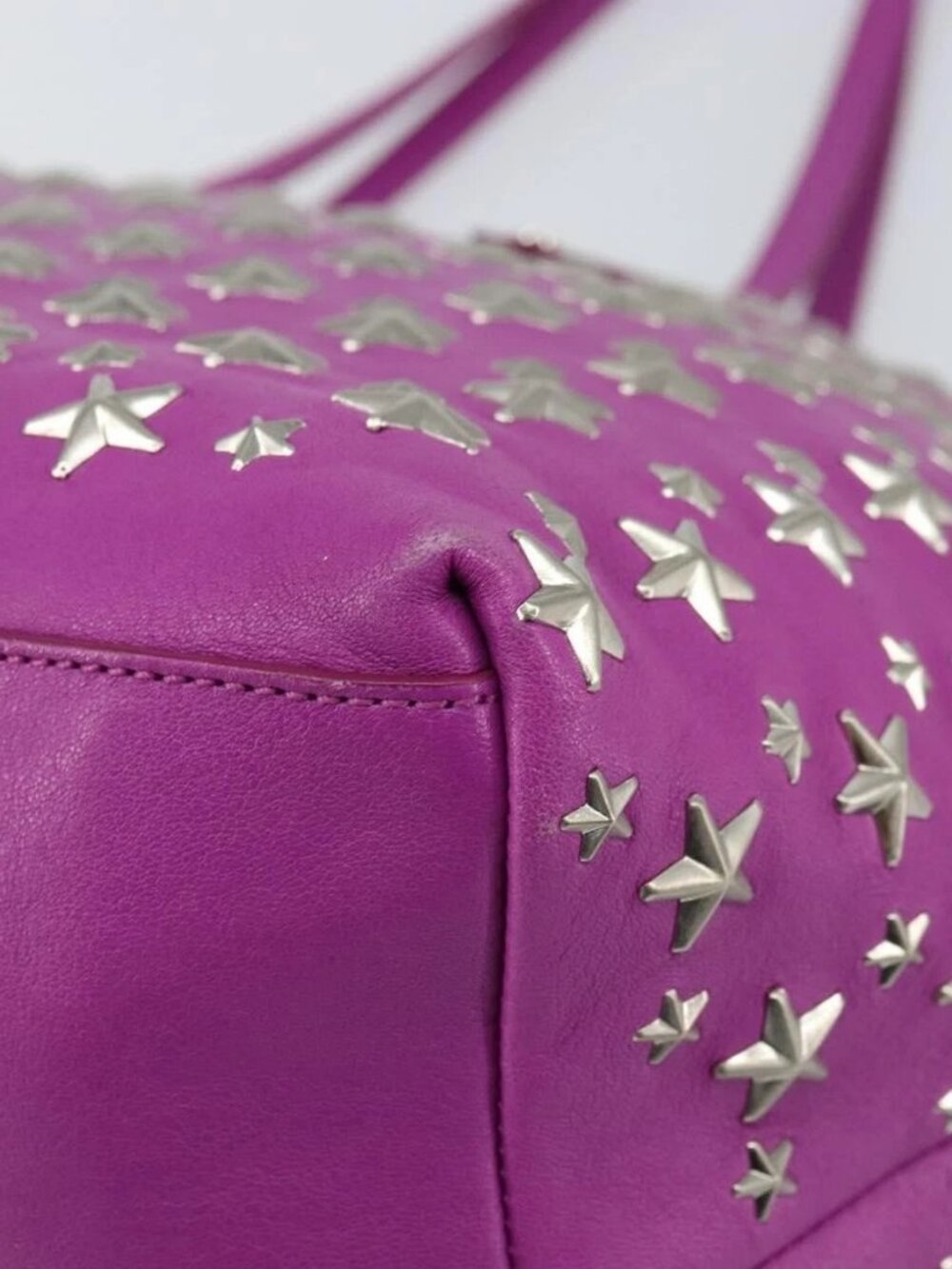 Jimmy Choo Studs Tote Bag Leather Purple Silver Auth yk20140 - Picture 4 of 16
